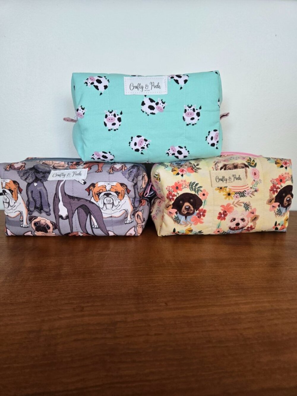 Crafty & Posh Handmade Quilted Makeup/Toiletry Zippered Pouches